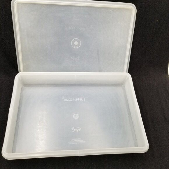 Vintage Tupperware 290-2 Container Rectangle Plastic Clear White Cover 291-7 - Picture 1 of 6